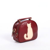 Cute Cat Design Handmade Vege Tanned Leather Bag